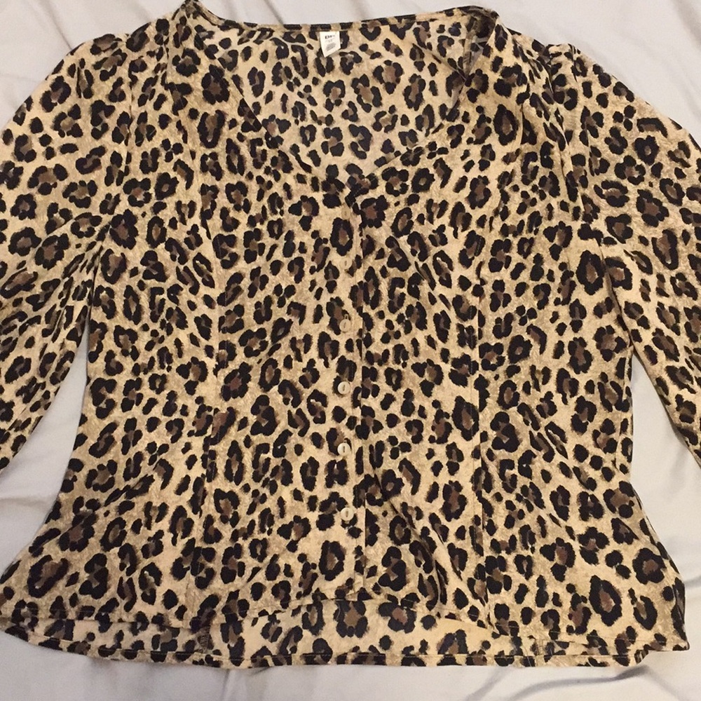 Cheetah button down blouse